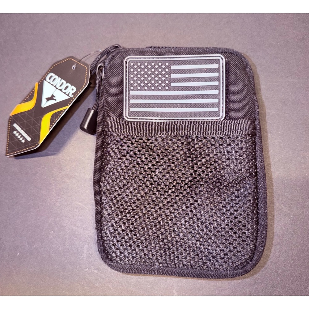 Condor Outdoor Pocket Organizer Black Tactical EDC Pouch USA Flag Patch MA54-002
